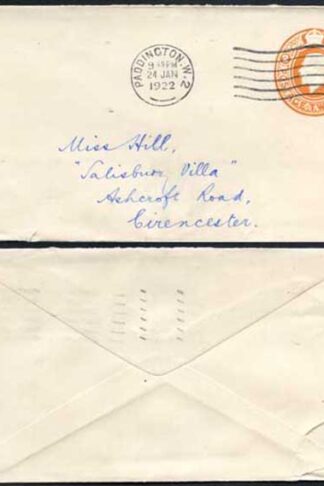 EP62 KGV 1920 2d Post Office Issue Envelope Size E USED RARE