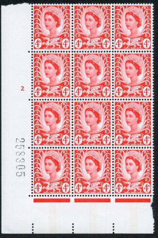 XW9b 4d Bright Vermillion No Wmk 1 Violet Phosphor Band Cyl 2 No Dot Block 12