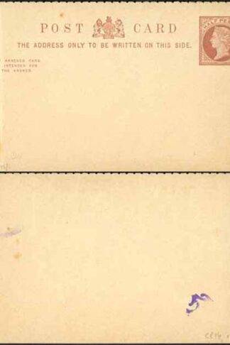 CP14a QV 1/2d + 1/2d Inland Reply Card Format CF3 Stamp L3 Mint Perf 12/14