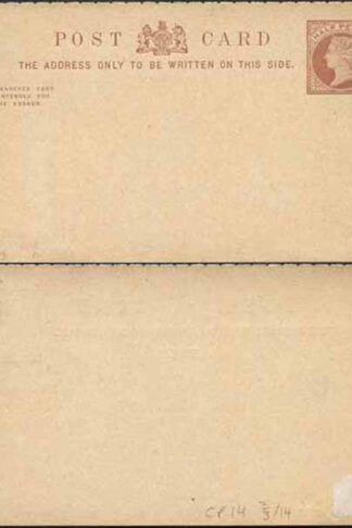 CP14c QV 1/2d + 1/2d Inland Reply Card Format CF3 Stamp L3 Mint Perf 14/4