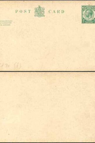 CP70 KGV 1/2d + 1/2d Green Inland Reply Card Format CF13 Stamp L13 Mint