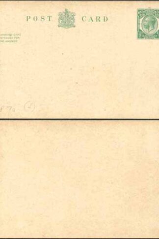 CP70 KGV 1/2d + 1/2d Green Inland Reply Card Format CF13 Stamp L13 Mint