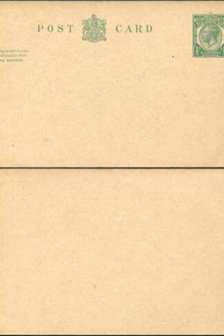 CP70 KGV 1/2d + 1/2d Green Inland Reply Card Format CF13 Stamp L13 Mint