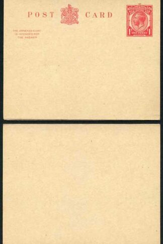 CP76 KGV 1d + 1d Carmine Inland Reply Card Format CF13 Stamp L14 Mint