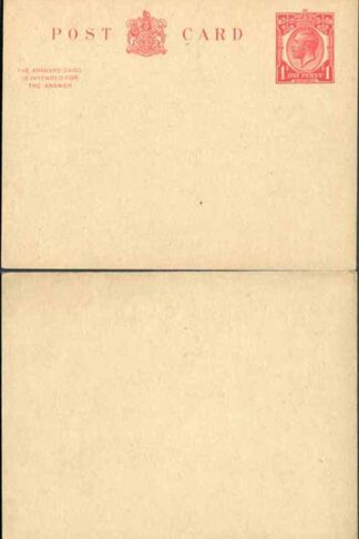 CP76 KGV 1d + 1d Carmine Inland Reply Card Format CF13 Stamp L14 Mint