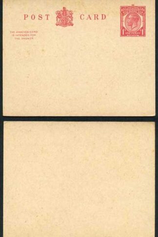 CP76 KGV 1d + 1d Carmine Inland Reply Card Format CF13 Stamp L14 Mint