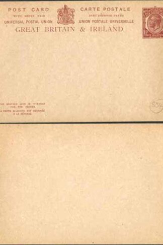 CP80 KGV 1 1/2d + 1 1/2d Brown Foreign Reply Card Format CF14 Stamp L15 Mint