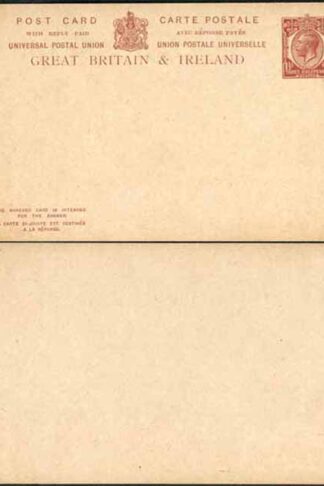 CP80 KGV 1 1/2d + 1 1/2d Brown Foreign Reply Card Format CF14 Stamp L15 Mint