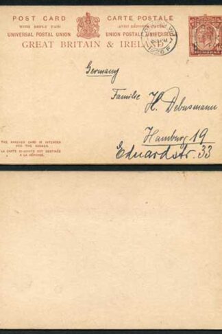CP80 KGV 1 1/2d + 1 1/2d Brown Foreign Reply Card Format CF14 Stamp L15 Used
