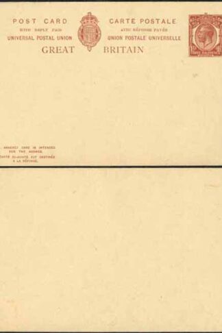 CP93 KGV 1 1/2d + 1 1/2d Brown Foreign Reply Card Format CF16 Stamp L15 Mint