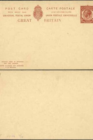 CP93 KGV 1 1/2d + 1 1/2d Brown Foreign Reply Card Format CF16 Stamp L15 Mint