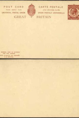 CP93 KGV 1 1/2d + 1 1/2d Brown Foreign Reply Card Format CF16 Stamp L15 Mint