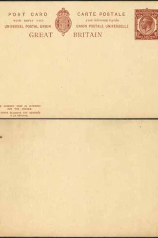 CP93 KGV 1 1/2d + 1 1/2d Brown Foreign Reply Card Format CF16 Stamp L15 Mint