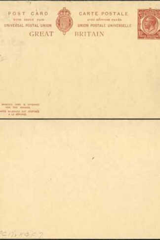 CP93 KGV 1 1/2d + 1 1/2d Brown Foreign Reply Card Format CF16 Stamp L15 Mint