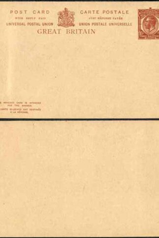 CP84 KGV 1 1/2d Brown Foreign Reply Card Format CF15 Stamp L15 Mint