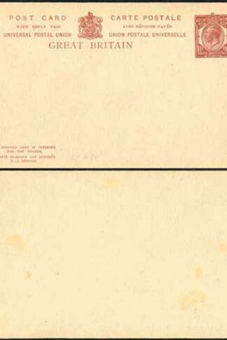 CP84 KGV 1 1/2d Brown Foreign Reply Card Format CF15 Stamp L15 Mint