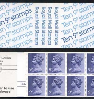 FG1a QEII 90p Booklet LM Cylinder 24 Dot/28