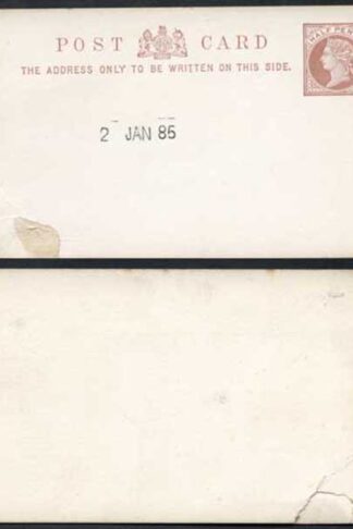 1885 ESSAY for the 1/2d Post Card Handstamped 2nd January 1885