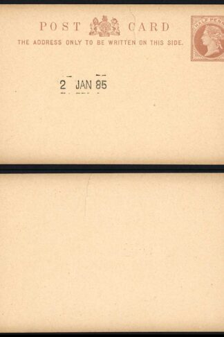 1885 ESSAY for the 1/2d Post Card Handstamped 2nd January 1885