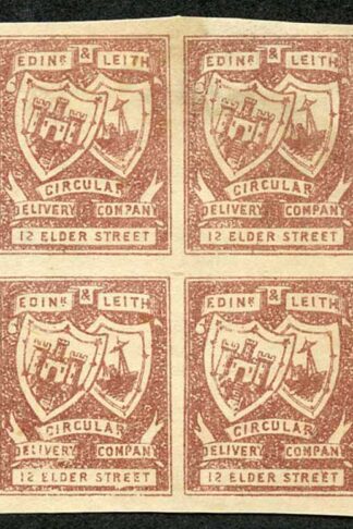 CD13 1/4d Red Brown Circular Delivery 12 Elder Street Block 4 No Gum