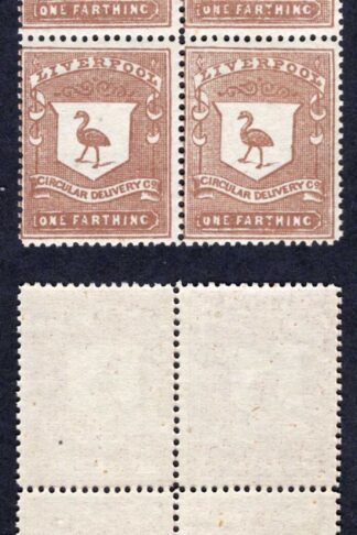 CD23 1/4d Brown Liverpool Circular Delivery Unmounted Mint Block 6