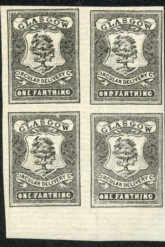 CD20 1/4d Black Glasgow Circular Delivery Unmounted Mint Block 4