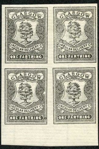 CD20 1/4d Black Glasgow Circular Delivery Unmounted Mint Block 4