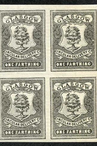 CD20 1/4d Black Glasgow Circular Delivery Unmounted Mint Block 4