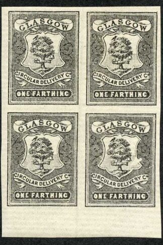 CD20 1/4d Black Glasgow Circular Delivery Unmounted Mint Block 4