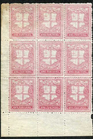 CD38 1/4d Rose Carmine Metropolitan Circular Delivery MFT Error on 2 Stamps Par