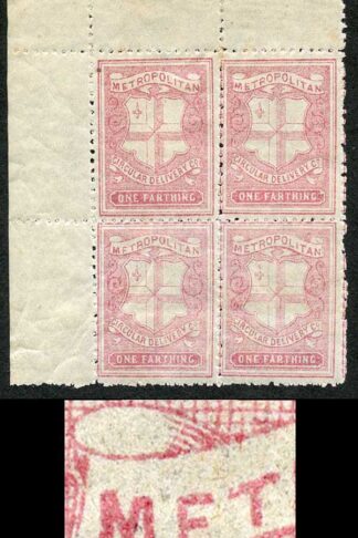 CD38 1/4d Rose Carmine Metropolitan Circular Delivery MFT Error on 1 Stamp U/M