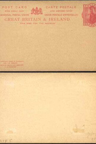 CP36 QV 1d + 1d Carmine Foreign Reply Card Format CF10 Stamp L8 Mint