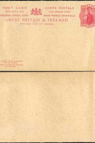 CP36 QV 1d + 1d Carmine Foreign Reply Card Format CF10 Stamp L8 Mint