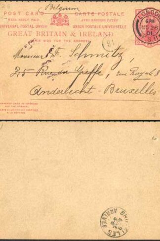 CP37 QV 1d + 1d Carmine Foreign Reply Card Format CF10 Stamp L8 Used