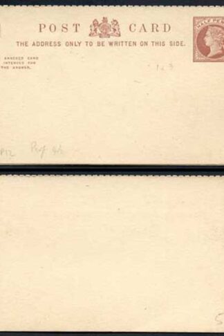 CP12 QV 1/2d + 1/2d Brown Inland Reply Card Format CF3 Stamp L3 Size A Mint