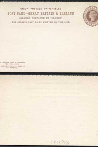 CP19a QV 1 1/2d + 1 1/2d Brown Foreign Reply Card Format CF6 Stamp L5 Size F Mi