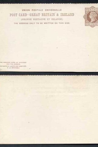 CP18c QV 1d + 1d Brown Foreign Reply Card Format CF6 Stamp L4 Mint