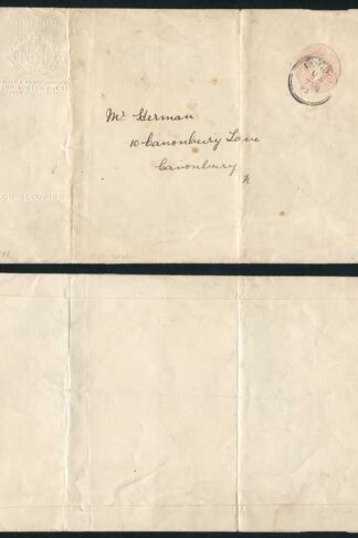 ES11 QV 1d Pink Envelope Stamp 5 Used London CDS
