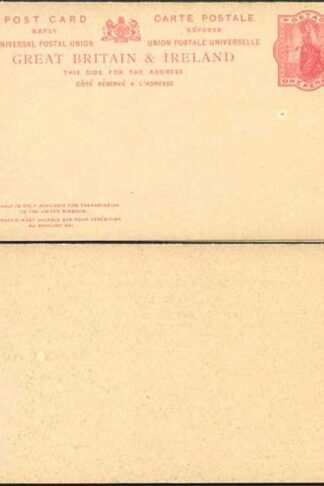 CP36 QV 1d + 1d Red Foreign Reply Card Format CF10 Stamp L8 Mint
