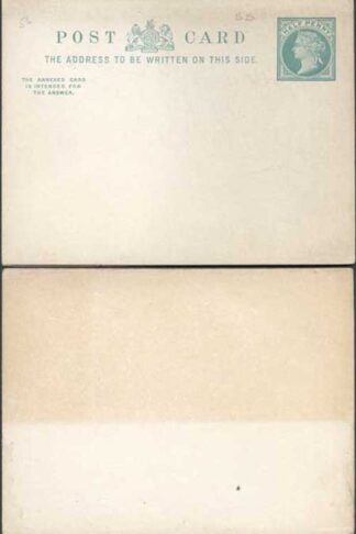 CP39 QV 1/2d + 1/2d Blue Green Inland Reply Card Format CF9 Stamp L3 Mint