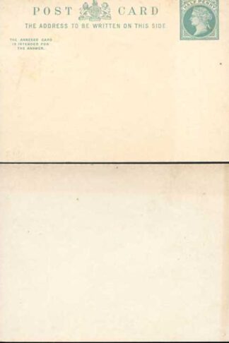 CP39 QV 1/2d + 1/2d Blue Green Inland Reply Card Format CF9 Stamp L3 Mint