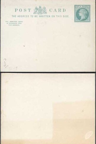 CP39 QV 1/2d + 1/2d Blue Green Inland Reply Card Format CF9 Stamp L3 Mint