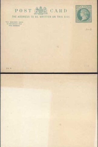 CP39 QV 1/2d + 1/2d Blue Green Inland Reply Card Format CF9 Stamp L3 Mint