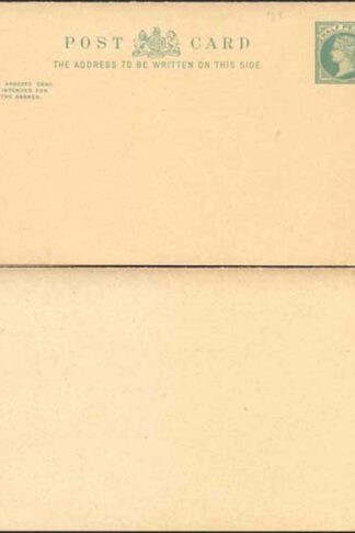 CP41 QV 1/2d + 1/2d Blue Green Inland Card Format CF9 Stamp L3 Size F Mint