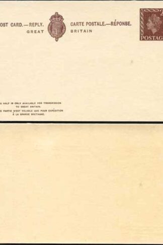 CP107b QEII 2d + 2d Brown Inland Reply Card Format CF18 Stamp L32 Mint