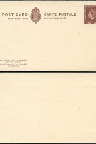 CP107b QEII 2d + 2d Brown Inland Reply Card Format CF18 Stamp L32 Mint