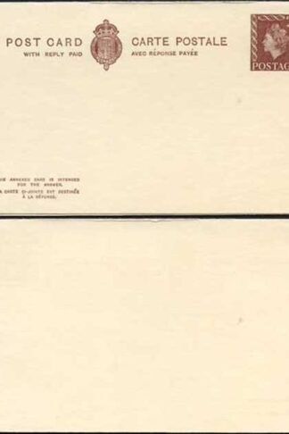 CP107b QEII 2d + 2d Brown Inland Reply Card Format CF18 Stamp L32 Mint