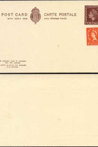 CP107b QEII 2d + 2d Brown Inland Reply Card Format CF18 Stamp L32 Mint Uprated