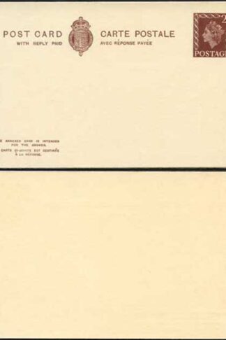 CP107b QEII 2d + 2d Brown Inland Reply Card Format CF18 Stamp L32 Mint