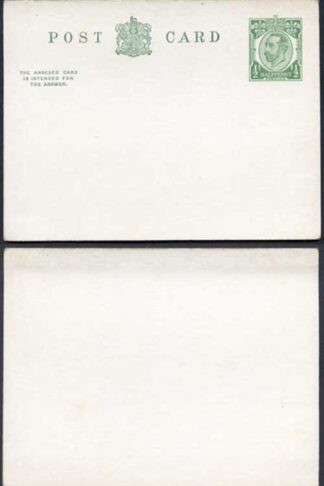 CP61 KGV 1/2d + 1/2d Green Inland Reply Card Format CF13 Stamp L11 Mint